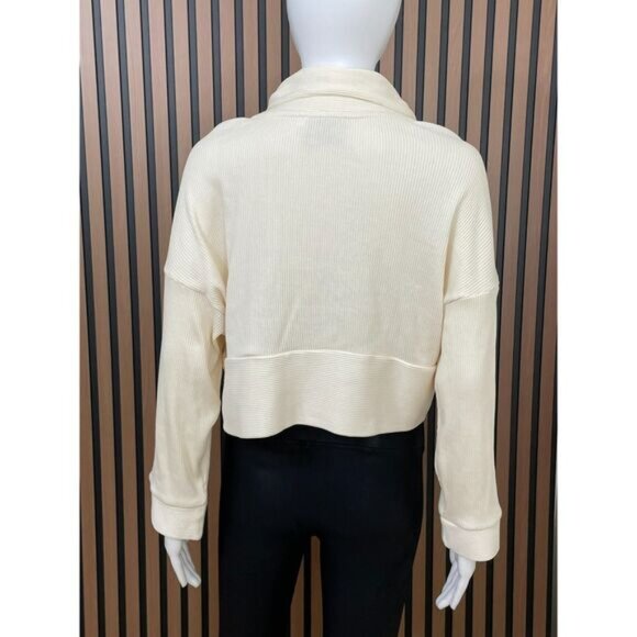 Anthropologie Saturday Sunday Women's M Ivory Sweater Knit Cardigan Crop WrapTie - Picture 2 of 9